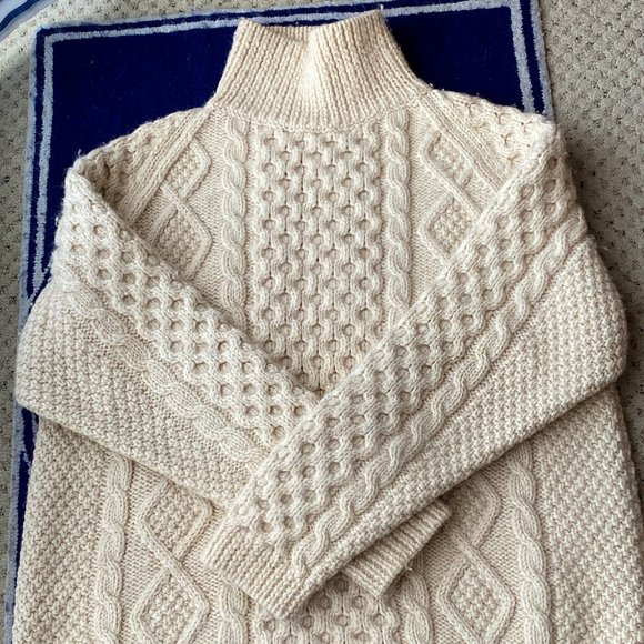 Vintage & Rare 90's Luciano Barbera Handknit Icelandic Cable Sweater Large